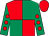 Red and emerald green (quartered), emerald green sleeves, red spots, red cap