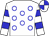 White, blue rings, hooped sleeves, quartered cap