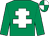 Emerald green, white cross of lorraine, quartered cap