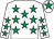 White, emerald green stars, white cap, emerald green star