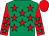 Emerald green, red stars, red sleeves, emerald green stars, red cap
