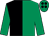 Black and emerald green (halved), emerald green sleeves, emerald green cap, black spots