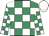 Emerald green and white checks, white cap