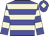 Big-blue body, beige hooped, big-blue arms, beige hooped, big-blue cap, beige diamond