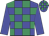Blue and emerald green checks, blue sleeves, checked cap