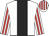 White, black stripe, white and red striped sleeves and cap