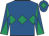 Royal blue, emerald green triple diamond, diabolo on sleeves and diamond on cap