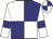 white and navy quarters, white sleeves, navy armlets, quartered cap