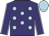 Purple, light blue spots, light blue seams on sleeves, light blue cap