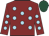 Maroon, light blue spots, dark green cap