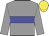 Grey body, blue hoop, grey arms, yellow cap