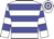 White body, blue hooped, white arms, blue hooped, white cap, blue hooped