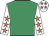 Emerald green, white sleeves, orange stars, white cap, orange stars
