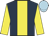Dark blue, yellow panel & sleeves, light blue cap