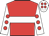 Red, white hoop, white sleeves, red spots, white cap, red spots