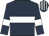 Dark blue, white hoop, white armlet, striped cap