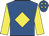 Royal blue, yellow diamond & sleeves, yellow diamonds on cap