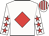 White, red diamond, red stars on sleeves, striped cap