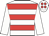 white, red hoops, white sleeves, white cap, red spots