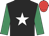 Black, white star, emerald green sleeves, red cap