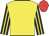 YELLOW, BLACK and YELLOW striped sleeves, RED cap