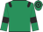 Emerald green, black epaulets and armlets, hooped cap