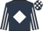 Dark blue, white diamond, striped sleeves, check cap