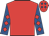 Red, royal blue sleeves, red diamonds and diamonds on cap