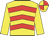 Yellow, red chevrons, yellow sleeves, quartered cap