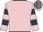 Pink, dark blue hooped sleeves, striped cap