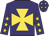 Purple, gold maltese cross, purple sleeves, gold stars, purple cap, gold stars