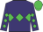 Purple, lime green band of diamonds, purple sleeves, lime green diamonds and cap