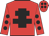 Red, black cross of lorraine, black spots on sleeves, red cap, black spots