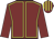 Maroon, yellow seams, maroon sleeves, striped cap