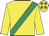 Yellow, emerald green sash, emerald green stars on cap