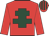 Red, dark green cross of lorraine, striped cap