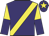 Purple, yellow sash, halved sleeves, yellow star on cap