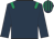 Dark blue, emerald green epaulets, striped cap