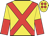 yellow, red cross sashes, yellow and red halved sleeves, yellow cap, red spots