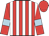 Red and white stripes, red sleeves, light blue armlets, red cap
