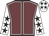 Garnet body, white seams, white arms, black stars, white cap, black stars