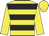 yellow, black hoops, yellow sleeves, yellow cap