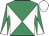 Emerald green and white diabolo, white cap