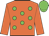 orange, green spots, orange sleeves, green cap