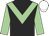 BLACK, light green chevron & sleeves, white cap