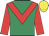 Emerald green, red chevron & sleeves, yellow cap