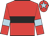 Red, black hoop, light blue armlet, red cap, light blue star