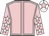 Pink, white seams, white stars on sleeves, white cap, pink star