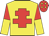 Yellow, red cross of lorraine, halved sleeves, red cap, yellow diamonds