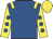 Royal blue, yellow epaulettes, yellow sleeves, royal blue spots, yellow cap